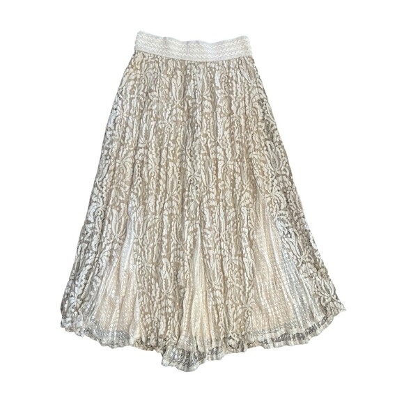 Reba Maxi Skirt Ivory Cream Lace Prairie Country Cottage Boho Folk Sz S - Picture 1 of 15